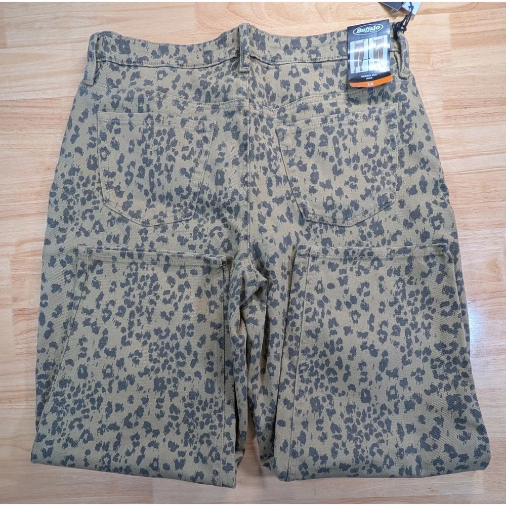 Buffalo Jeans Womens 12 Barrel Leg Leopard Print Tan Brown Animal Print NWT - Picture 8 of 11
